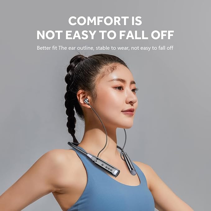 Neckband Bluetooth Headphones 100H Playtime IPX6 Waterproof Earbuds Magnetic in-Ear Wireless Earbuds Deep Bass Headset Wireless Stereo Neckband with Microphone for Sports/Workout/Office