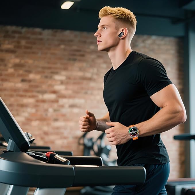 Smartwatch with Earbuds(Answer&Make Calls) IP67 Water Resistant Watch(2 Straps), Sports Watches 100+ Sports Modes (Cycling/Fitness/Hiking), DIY Watch Faces for Men Dad Husband (Silver)