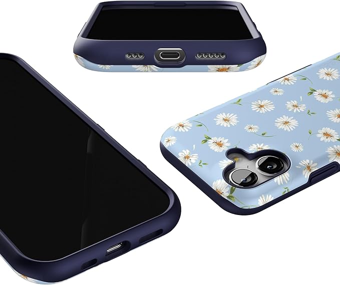 Casely iPhone 17 Case | Daisy Daydream | Baby Blue Floral | Bold Protective Design | Compatible with MagSafe