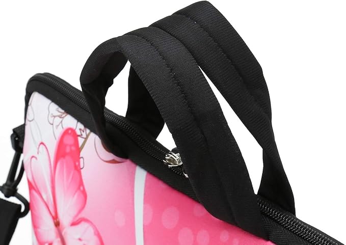 RICHEN 11 11.6 12 12.5 13 inches Laptop/Chromebook/Notebook Bag Tablet Case Neoprene Handle Sleeve with Shoulder Strap (11-13.3 inch, Pink Butterfly)
