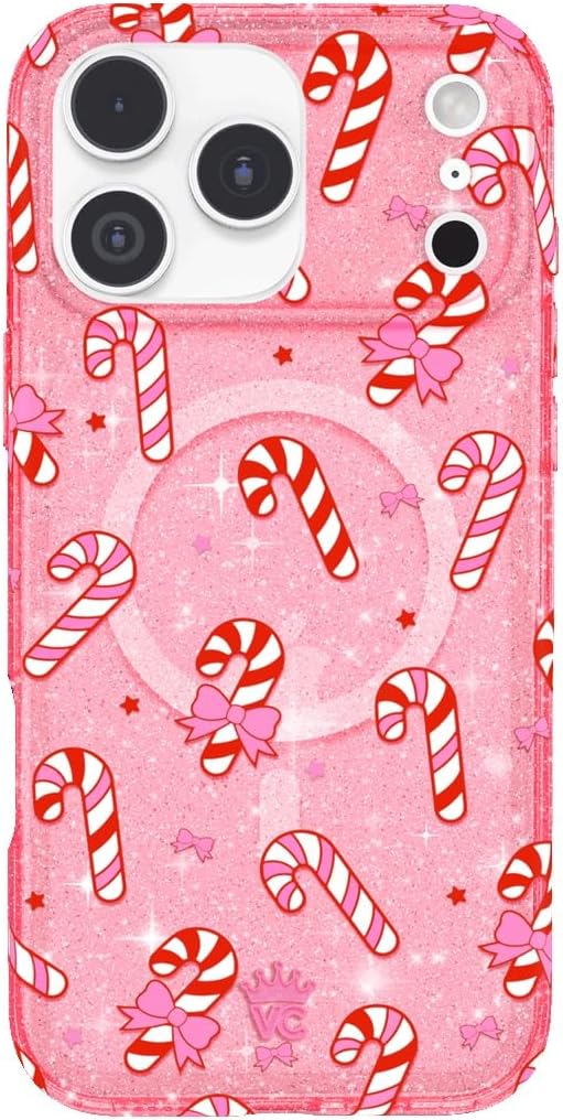 VELVET CAVIAR Case for iPhone 17 Pro Max | Compatible with MagSafe | 10ft Drop Tested | Protective Christmas Cases | Pink Peppermint Glitter