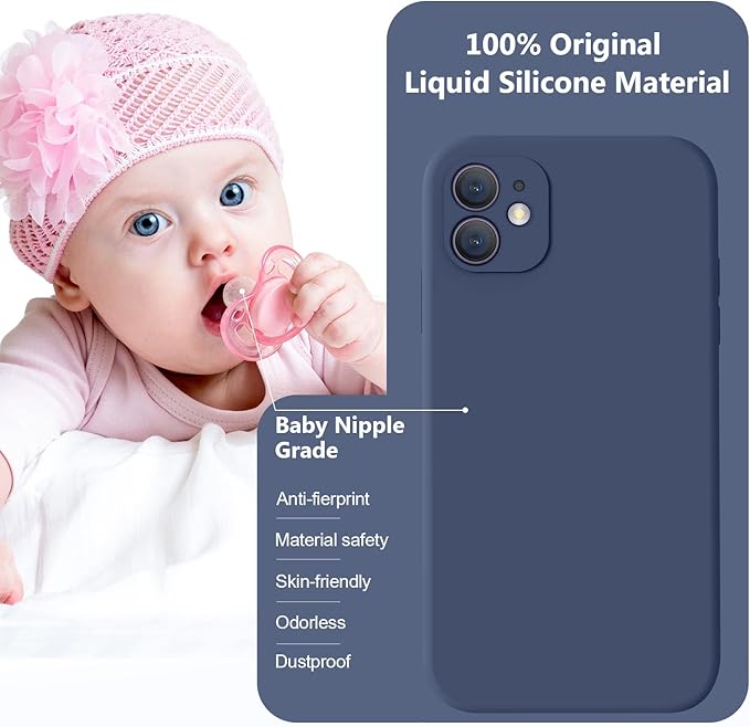 Vooii Compatible with iPhone 11 Case, Upgraded Liquid Silicone with [Flat Edges] [Camera Protection] [Soft Anti-Scratch Microfiber Lining] Phone Case for iPhone 11 6.1 inch - Navy Blue