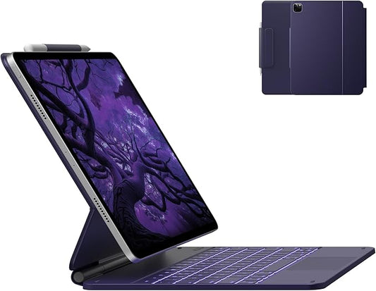 typecase Keyboard Case for iPad Air 13(M3 2025 / M2 2024) and iPad Pro 12.9 (6th, 5th, 4th, 3rd Gen),Magic Keyboard for iPad Pro 12.9,Multi-Touch Trackpad, 11 Colors Backlight,Midnight Amethyst