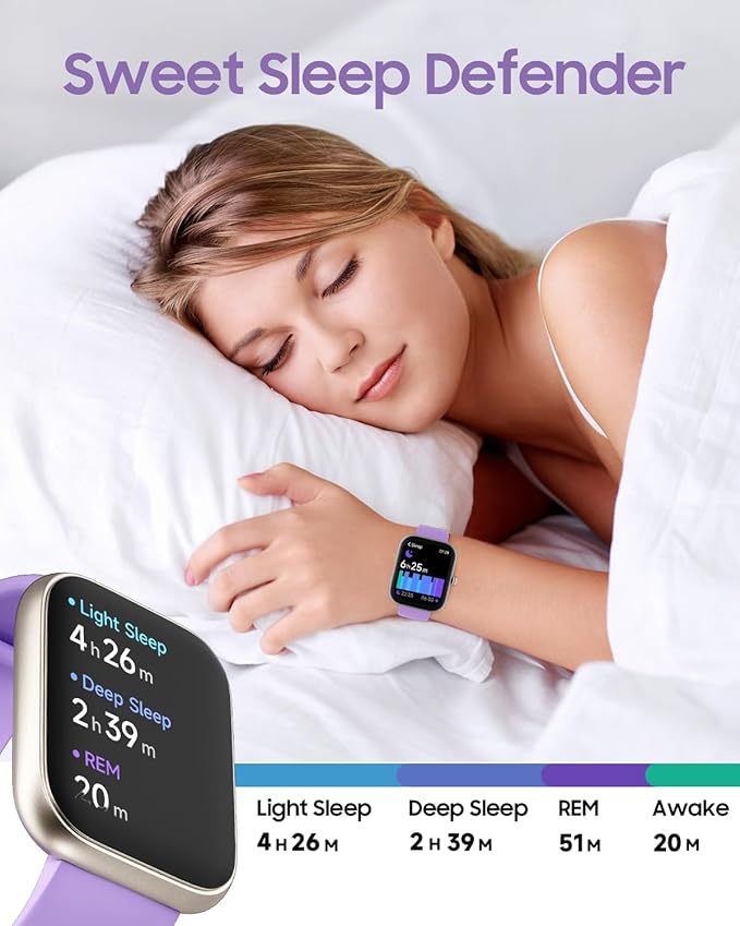 Smart Watch for Women, Alexa Built-in, Answer/Make Calls, 1.91" HD Screen Fitness Watch, IP68 Waterproof, 100 Sports, Heart Rate Monitor, Sleep Tracker, Smartwatch Compatible Android iOS, Lilac