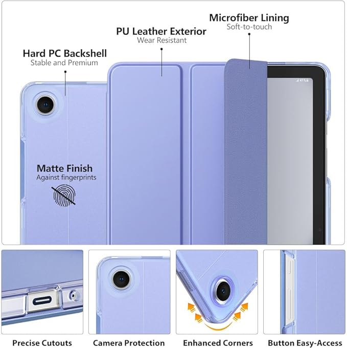 MoKo Case for Galaxy Tab A9+/A9 Plus 11 inch 2023, Slim Stand Protective Smart Cover with Hard PC Translucent Back Shell for Tab A9 Plus Tablet (SM-X210/X216/X218), Auto Wake/Sleep, Lavender Purple