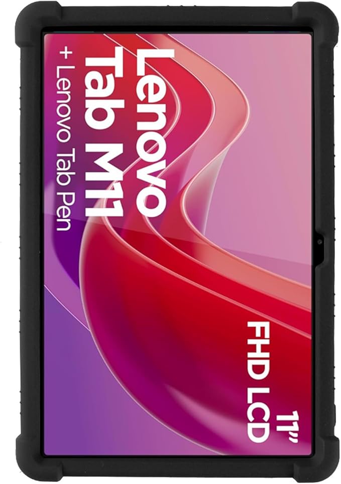 Case for Lenovo Tab M11 (2023) TB-330FU, Kids Friendly Soft Silicone Adjustable Stand Cover for Lenovo Xiaoxin Pad 2024 11inch TB-331FC Tablet Case (Black)