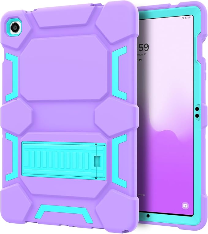 CCMAO Case for Samsung Galaxy Tab A9+ Case 11 Inch 2023 Model (SM-X210/X216/X218), Heavy Duty Shockproof Hybrid Three Layer Protective Cover for Kids Girls Boys, Purple+Green