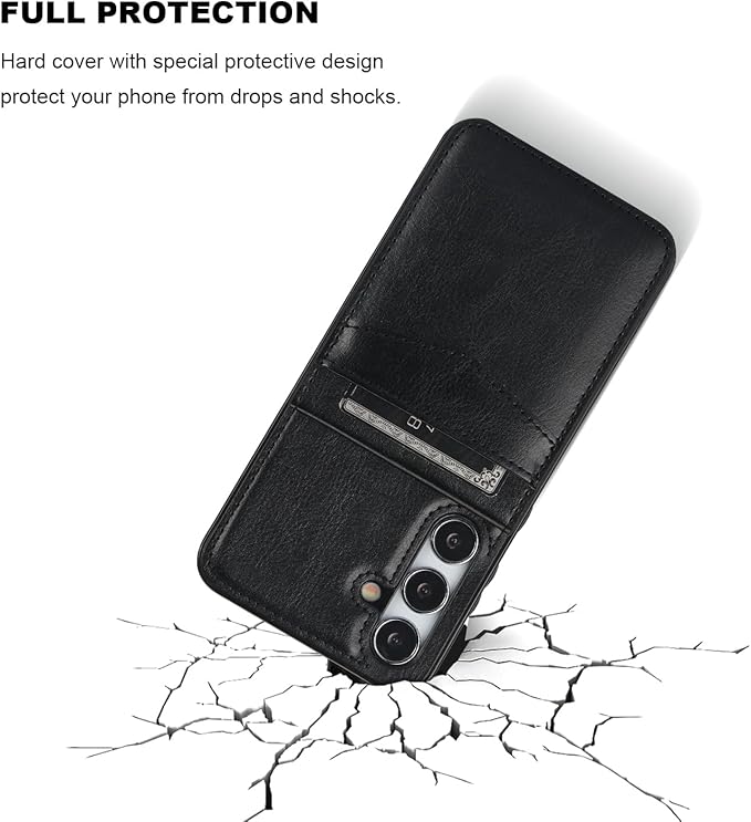 KIHUWEY for Samsung Galaxy S24 Plus Case Wallet with Credit Card Holder, Flip Premium Leather Magnetic Clasp Kickstand Heavy Duty Protective Cover for Samsung Galaxy S24 Plus 6.7" (Black)