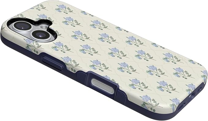 Casely iPhone 17 Case | Vintage Garden | Blue Hydrangea | Compatible with MagSafe | Bold Protective Design