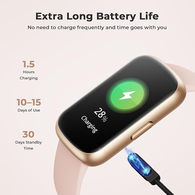 Fitness Tracker for Women Men, Smart Watch Band with 24/7 Heart Rate Blood Oxygen Sleep Monitor, Calories Step Tracker Pedometer 3ATM Waterproof Activity Tracker for Android iOS, Pink