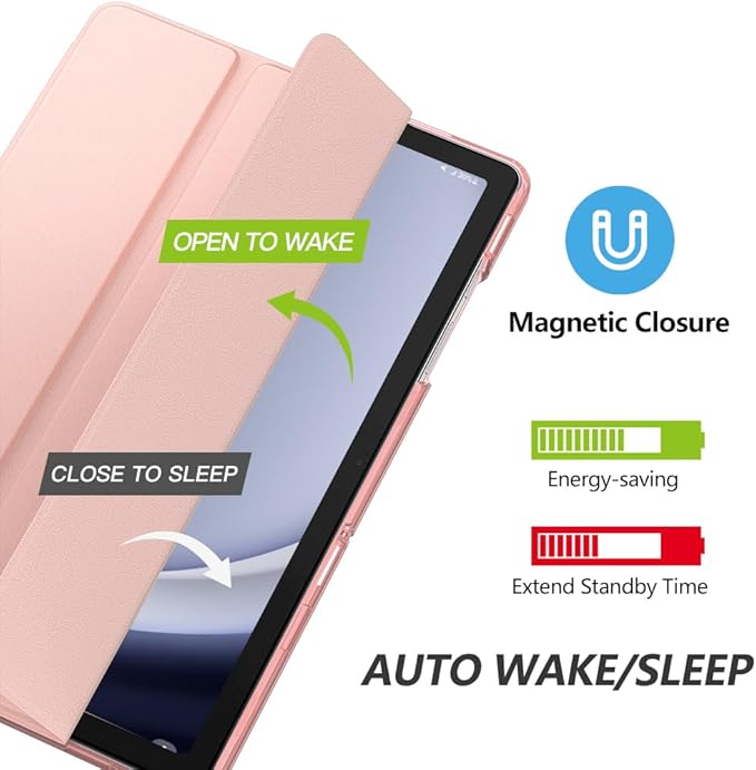 MoKo Case for Galaxy Tab A9+/A9 Plus 11 inch 2023, Slim Stand Protective Smart Cover with Hard PC Translucent Back Shell for Tab A9 Plus Tablet (SM-X210/X216/X218), Auto Wake/Sleep, Rose Gold
