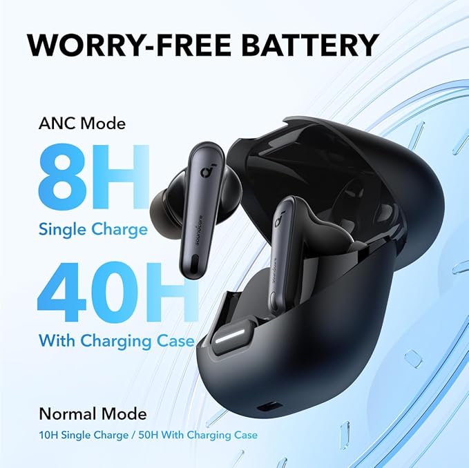 Soundcore by Anker Liberty 4 NC Wireless Earbuds, 98.5% Noise Reduction, Adaptive Noise Cancelling to Ears and Environment, Hi-Res Sound, 50H Battery, Wireless Charging, Bluetooth 5.3