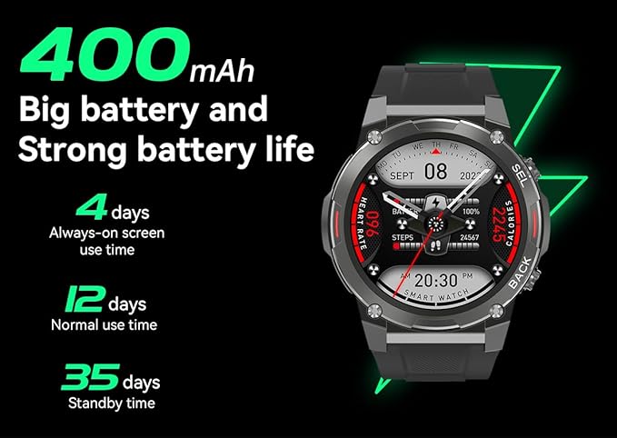 Men's Smartwatch Fitness Watch Outdoor Watch NFC Bluetooth Call Health Monitoring Heart Rate Oximetry 1.43 AMOLED Normal Bright Screen (Black)