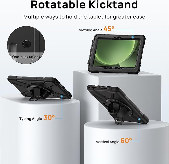 Gerutek Case for Samsung Galaxy Tab Active 5Pro 2025/Tab Active4 Pro 2022/Active Pro 2019 10.1", Heavy Duty Shockproof Drop Protection Case with Screen Protector 360° Stand,Hand/Shoulder Strap,Black