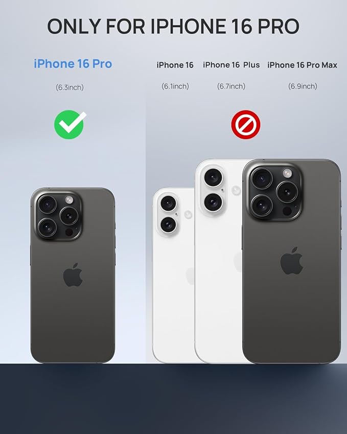 Lanhiem Magnetic for iPhone 16 Pro Case, IP68 Waterproof Dustproof Case, [Compatible with Magsafe] [Built-in Screen Protector] Full Body Heavy Duty Rugged Phone Cover 6.3 inch, Blue/Clear