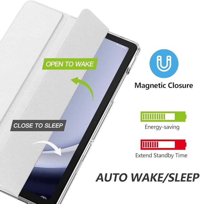 MoKo Case for Galaxy Tab A9+/A9 Plus 11 inch 2023, Slim Stand Protective Smart Cover with Hard PC Translucent Back Shell for Tab A9 Plus Tablet (SM-X210/X216/X218), Auto Wake/Sleep, White