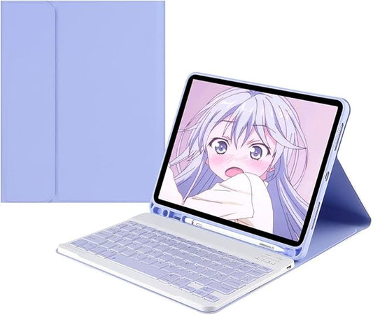 Color Keyboard for Galaxy Tab S9 FE+ / Tab S10+ / Tab S9+ /Tab S8+/S7+/S7 FE 12.4 inch Keyboard Case Cute Detachable Removable Wireless Bluetooth Keyboard,Purple