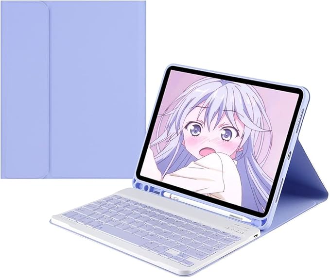 Color Keyboard for Galaxy Tab A7 10.4 inch 2020 (SM-T500/T505/T507) Keyboard Case Cute Detachable Removable Wireless Bluetooth Keyboard Cover (Purple)