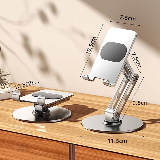 Adjustable Tablet Stand for Desk,for ipad Stand,for 4.7-12.9 Inch Devices,360° Rotating Aluminum Alloy,Silver Compatible with ipad Tablet Kindle TAB Surface Cell Phone Stand Holder for Desk