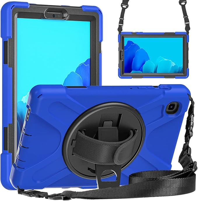 ZenRich for Samsung Galaxy Tab A7 Lite Case 8.7" (SM-T220/ T225/ T227), Heavy Duty Full-Body Shockproof Protective Case with Rotating Stand, Hand/Shoulder Strap for Tab A7 Lite, Blue