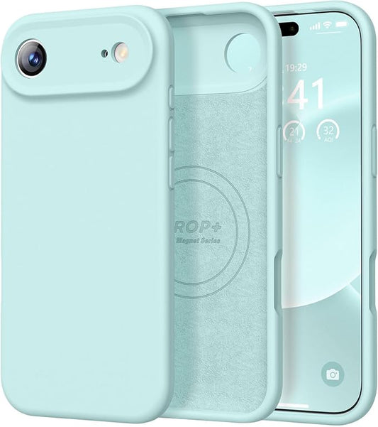 Vooii Magnetic Compatible with iPhone Air Case (Compatible with Magsafe) (Upgraded Camera Protection) Liquid Silicone Shockproof Full Body Protective Phone Cover for Women Men, Mint, 6.5"