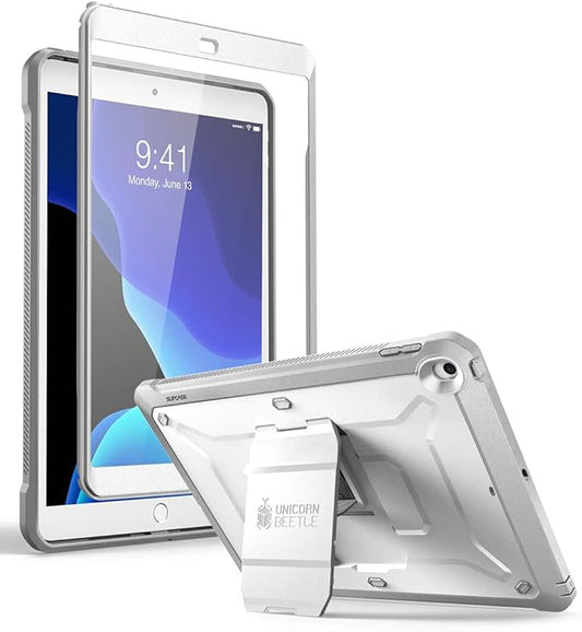 SUPCASE for iPad 9th Generation Case with Screen Protector (Unicorn Beetle Pro), [Built-in Stand] Heavy Duty Rugged Protective Case for iPad 10.2 9th / 8th / 7th Generation (2021/2020/2019), White