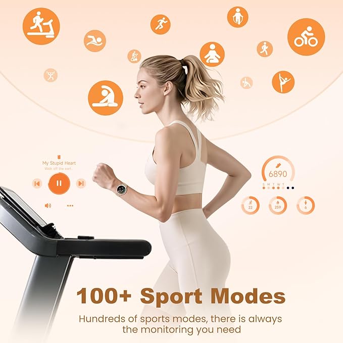 Smart Watches for Women Android/iPhone, IP68 Waterproof Fitness Tracker with Bluetooth Calls(Answer&Make), Activity Pedometer/Heart Rate/SpO2 Monitor/100+ Sports Model