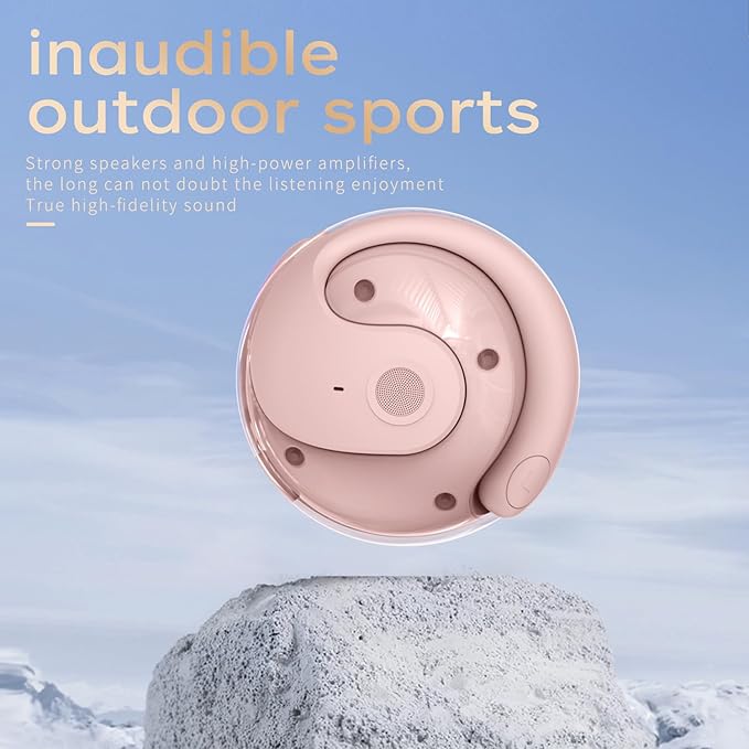 Open Ear Wireless Hanging Earbuds, Ideal for Workout, Non - in - Ear Design with Wireless Connectivity, Sports - Oriented with Ultra - Long Battery Life, Spherical Shape, Pink