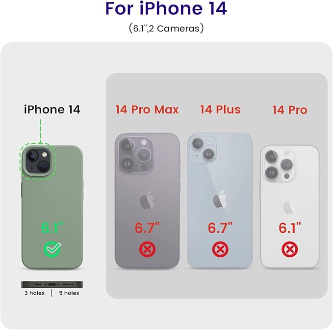 OTOFLY Designed for iPhone 14 Case, Silicone Shockproof Slim Thin Phone Case for iPhone 14 6.1 inch (Calke Green)