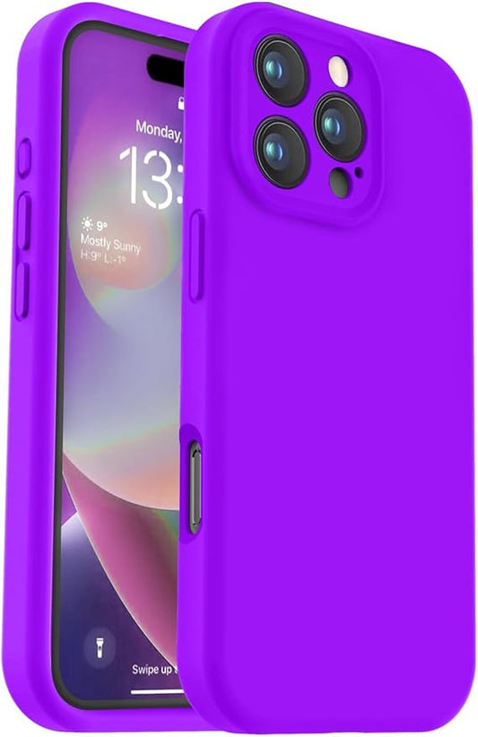 Vooii Compatible with iPhone 16 Pro Max Case, Liquid Silicone Upgrade [Camera Protection] [Soft Anti-Scratch Microfiber Lining] Shockproof Phone Case for iPhone 16 Pro Max 6.9 inch - Neon Purple