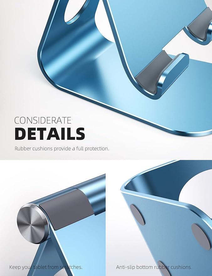 Lamicall Tablet Stand, Adjustable Tablet Holder - Desktop Stand Dock Holder Compatible with 4-13" Tablets Such as iPad Pro 11, 9.7, 10.5, 12.9 Air Mini, Kindle, Tab, iPhone Air 17 Pro Max, Blue