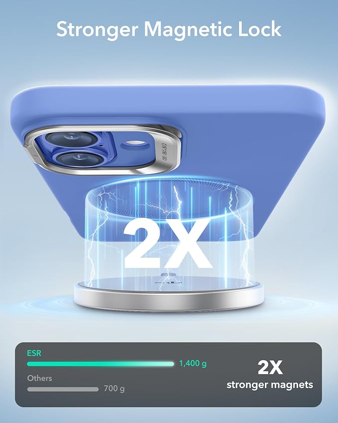 ESR for iPhone 16 Case, Camera Control Button Silicone Case with Stand, Compatible with MagSafe, Built-in Camera Stash Stand, Magnetic Phone Case, Cloud Series, Ultramarine