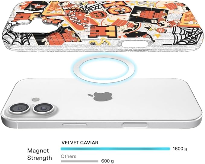 VELVET CAVIAR Case for iPhone 17 | Compatible with MagSafe | 10ft Drop Tested | Protective Designer Cases | Halloween Snoopy Varsity Glitter