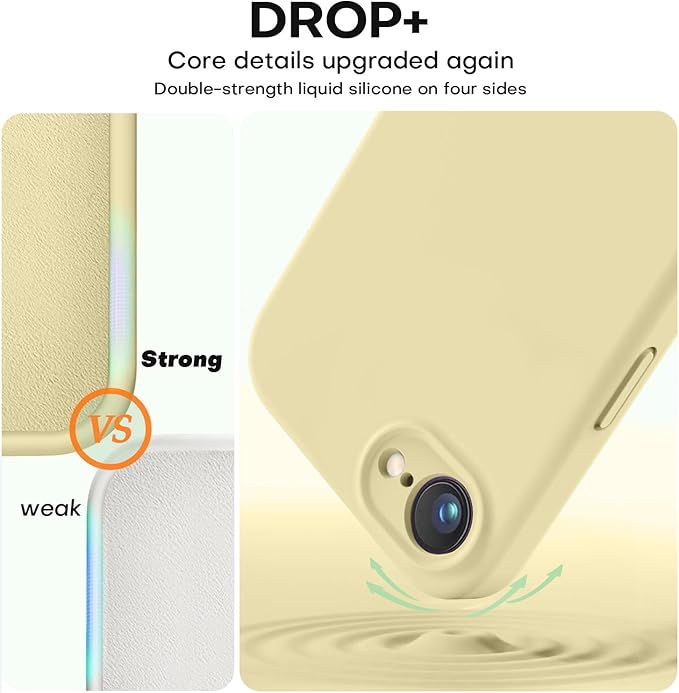 Vooii Compatible with iPhone 16e Case, Liquid Silicone Upgrade [Camera Protection] [Soft Anti-Scratch Microfiber Lining] Shockproof Phone Case for iPhone 16e 6.1 inch - Creamy Yellow