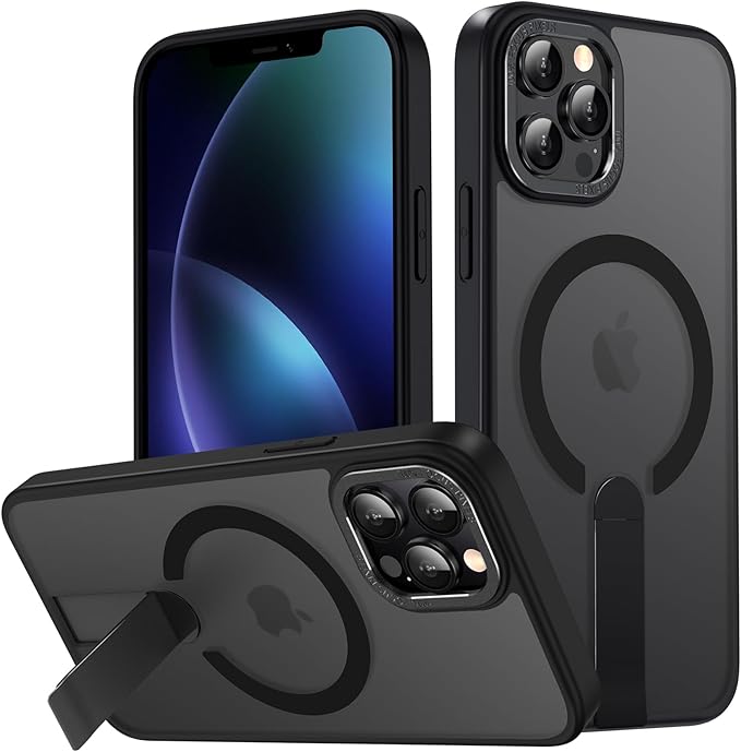 for iPhone 14 Pro Max Case with Kickstand, Compatible with MagSafe, [Invisible Stand] Anti-Slip Shockproof Military-Grade Protection, Magnetic Phone Case for iPhone 14Pro Max, Black