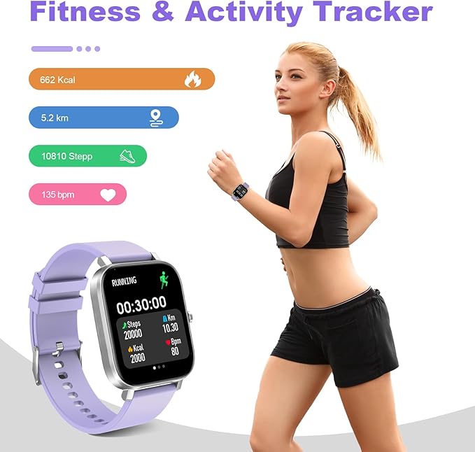Smart Watch for Men Women Compatible with iPhone Samsung Android Phone 1.69“ Full Touch Screen Watch IP68 Waterproof Bluetooh Fitness Tracker Smart Watch with Heart Rate/Sleep Monitor