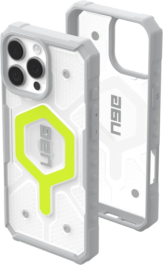 URBAN ARMOR GEAR UAG Designed for iPhone 16 Pro Max Case 6.9" Pathfinder Clear - Compatible with MagSafe Charging Rugged Shockproof Anti-Slip Military Grade Protective Cover, Active Neon