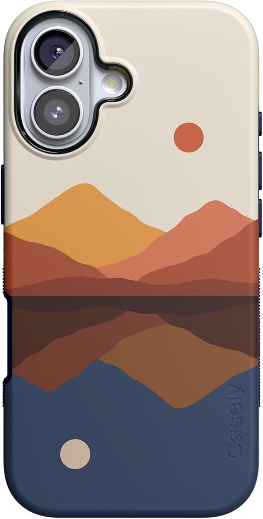 Casely iPhone 17 Case | Opposites Attract | Day & Night Colorblock Mountains | Compatible with MagSafe | Bold Protective Design