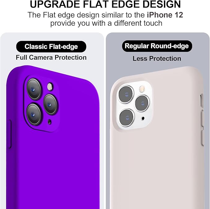 Vooii Compatible with iPhone 11 Pro Case, Upgraded Liquid Silicone with [Flat Edges] [Camera Protection] [Soft Anti-Scratch Microfiber Lining] Phone Case for iPhone 11 Pro 5.8 inch - Neon Purple