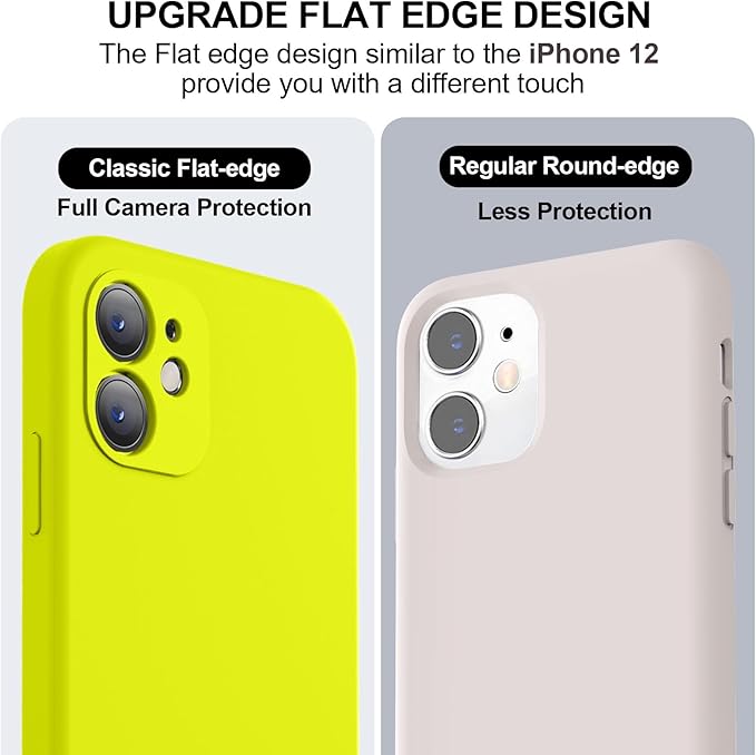 Vooii Compatible with iPhone 11 Case, Upgraded Liquid Silicone with [Flat Edges] [Camera Protection] [Soft Anti-Scratch Microfiber Lining] Phone Case for iPhone 11 6.1 inch - Neon Lemon