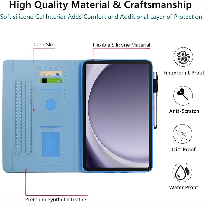 Case for Samsung Galaxy Tab A9+ Plus 11 Inch 2025 2024 2023 (SM-X210/X216/X218), Samsung Tablet A9 Plus Case, Cute PU Leather Folio Stand Cover for Galaxy Tab A9+, Auto Wake/Sleep - Starry Night Cat