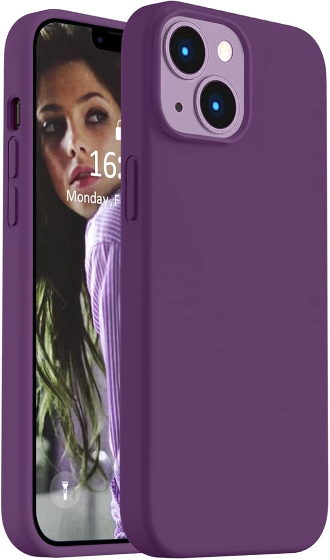 Vooii Compatible with iPhone 14 Case,[Premium Liquid Silicone Full Body Protective] [Soft Microfiber Lining] Anti-Scratch Shockproof Protective Case for iPhone 14 - Grape