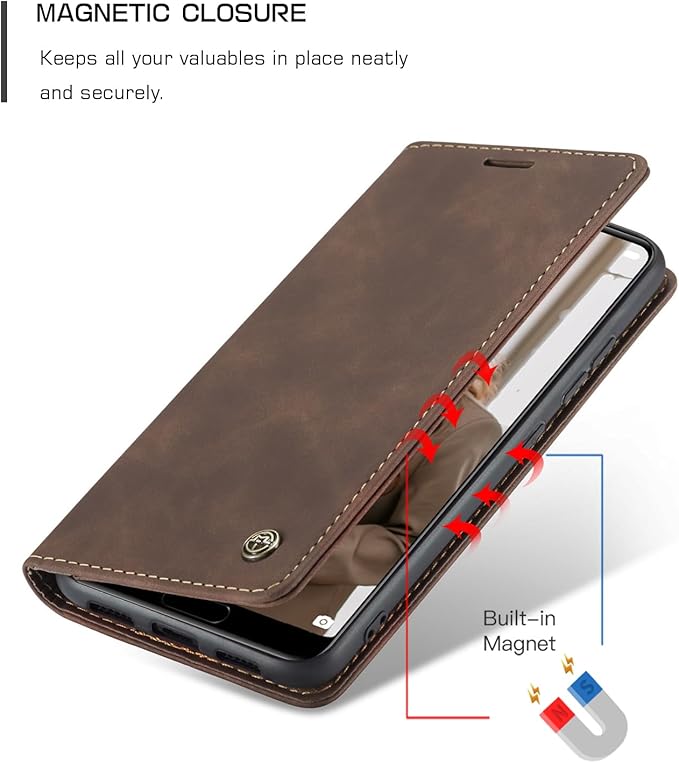 for Huawei P20 Pro Case, Flip Wallet Leather Case with Card Holder Magnetic Closure Shockproof Kickstand Protective Phone Cases Cover for Huawei P20 Pro,Coffee