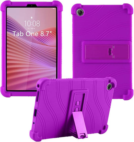 Case for Lenovo Tab One 8.7 Inch Tablet 2025 (TB305FU), Kids Friendly Soft Silicone Adjustable Stand Cover for Lenovo Tab K9 Tablet 8.7 inch Tablets (Purple)