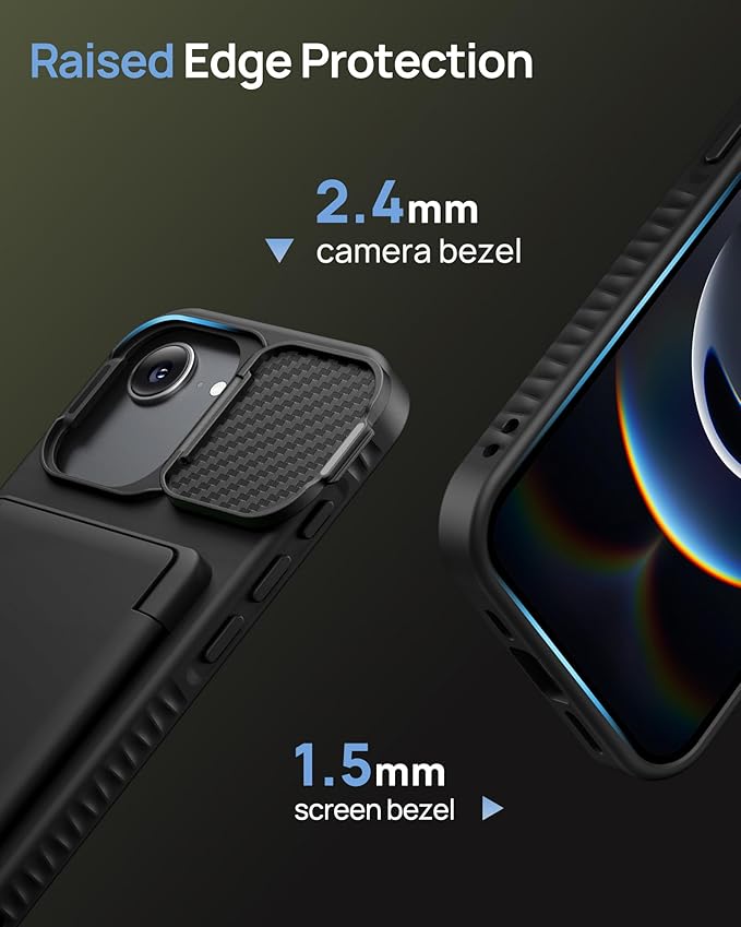 for iPhone 16e Case Wallet, Built-in Stand & Card Holder & Camera Lens Cover, Full Body Protective Rugged Multifunctional Kickstand Heavy Duty Phone Cover Case for iPhone 16e 6.1" 2025, Black