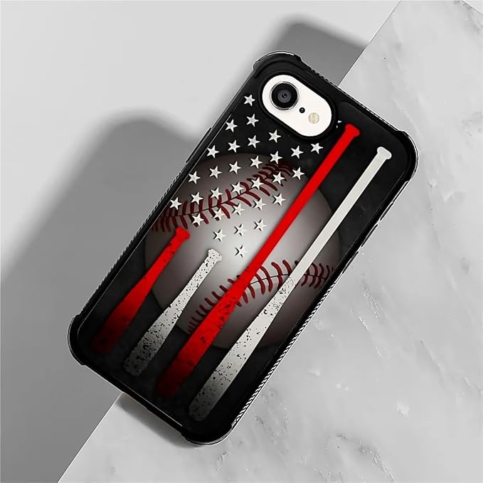 Compatible with iPhone 16e Case,American Baseball Flag Phone Cover for Men/Women,Soft TPU Anti-Skid Thread and Four Corner Anti-Collision Protection Case Compatible with iPhone 16e 6.1inch