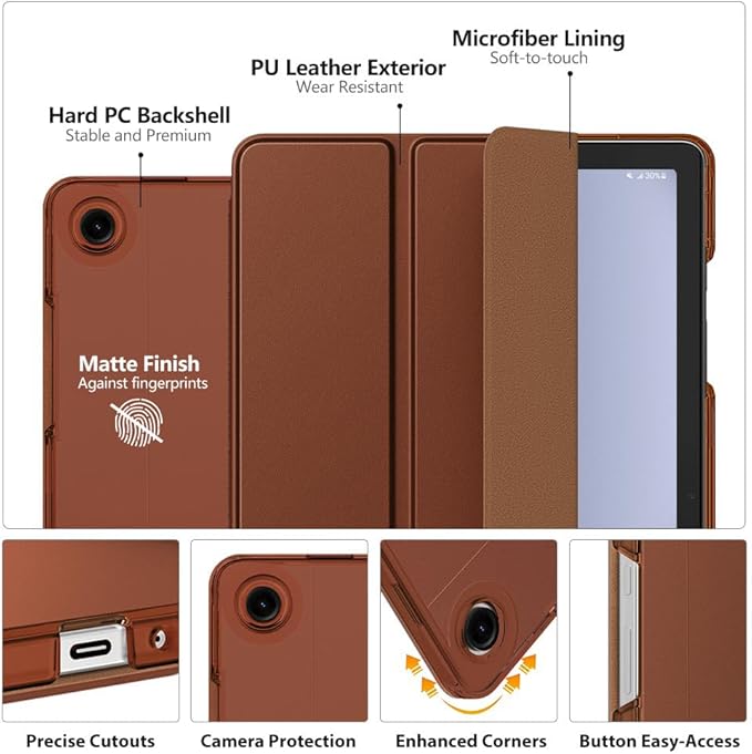 MoKo Case for Galaxy Tab A9+/A9 Plus 11 inch 2023, Slim Stand Protective Smart Cover with Hard PC Translucent Back Shell for Tab A9 Plus Tablet (SM-X210/X216/X218), Auto Wake/Sleep, Brown