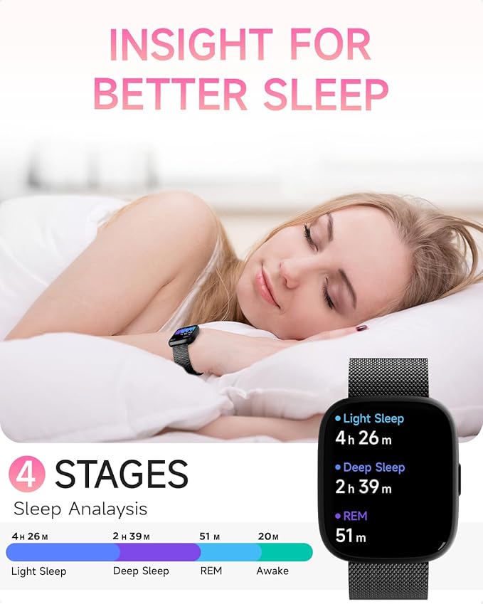 Smart Watch for Women, No Phone No APP Needed,1.83" Fitness Tracker Watch with Heart Rate/Step Tracker/Pedometer/Sleep, IP68 Waterproof Metal Smartwatch Calls Compatible iOS Android