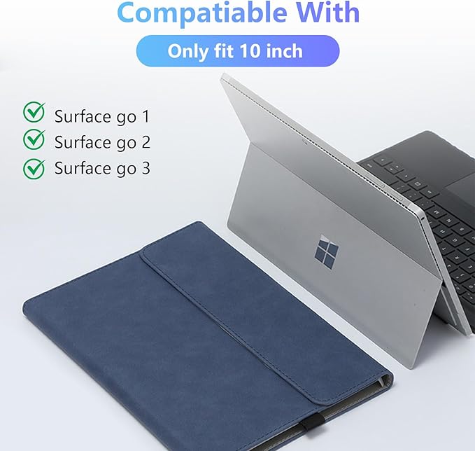 Protective Case for 10-inch Microsoft Surface Go 4/3/2/1, Multiple Angle Viewing, Slim Lightweight Cover, Stylus Holder, Light Heat Dissation, Compatible with Type Cover Keyboard, Blue