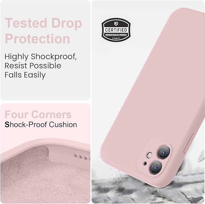 Vooii Compatible with iPhone 11 Case, Upgraded Liquid Silicone with [Flat Edges] [Camera Protection] [Soft Anti-Scratch Microfiber Lining] Phone Case for iPhone 11 6.1 inch - Sand Pink